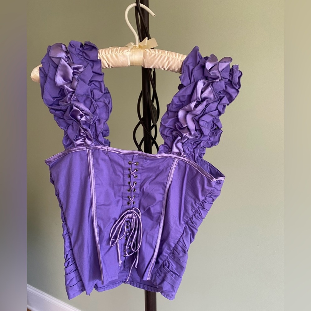 NWOT Purple Ruffled Women's Corset Top - Picture 4 of 16